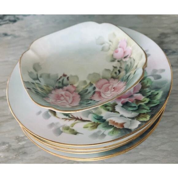 Antique Thomas Bavaria Hand Painted Porcelain Plates and Trinket Dish - Picture 1 of 12